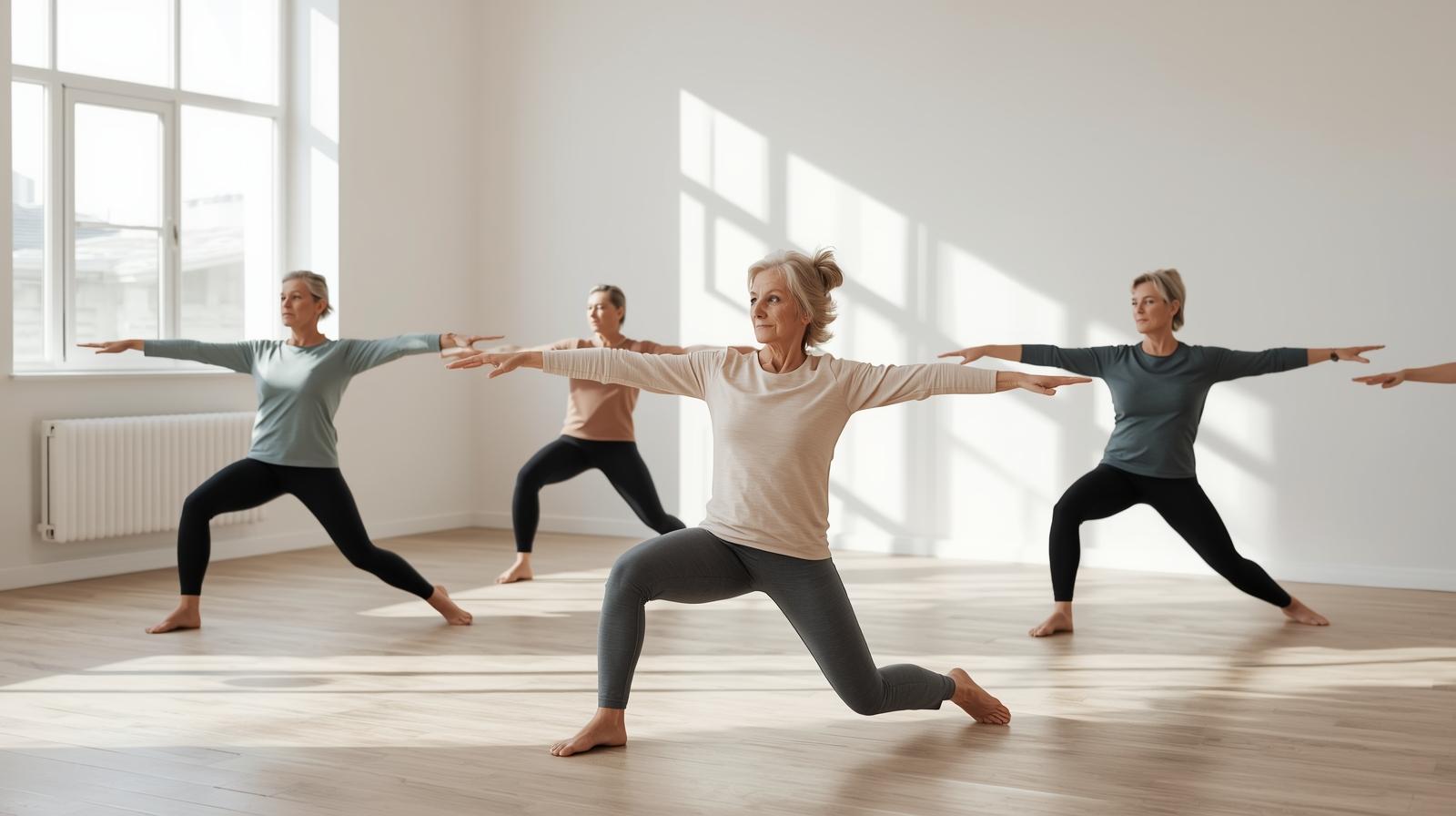 vier Menschen die Faszien Training machen