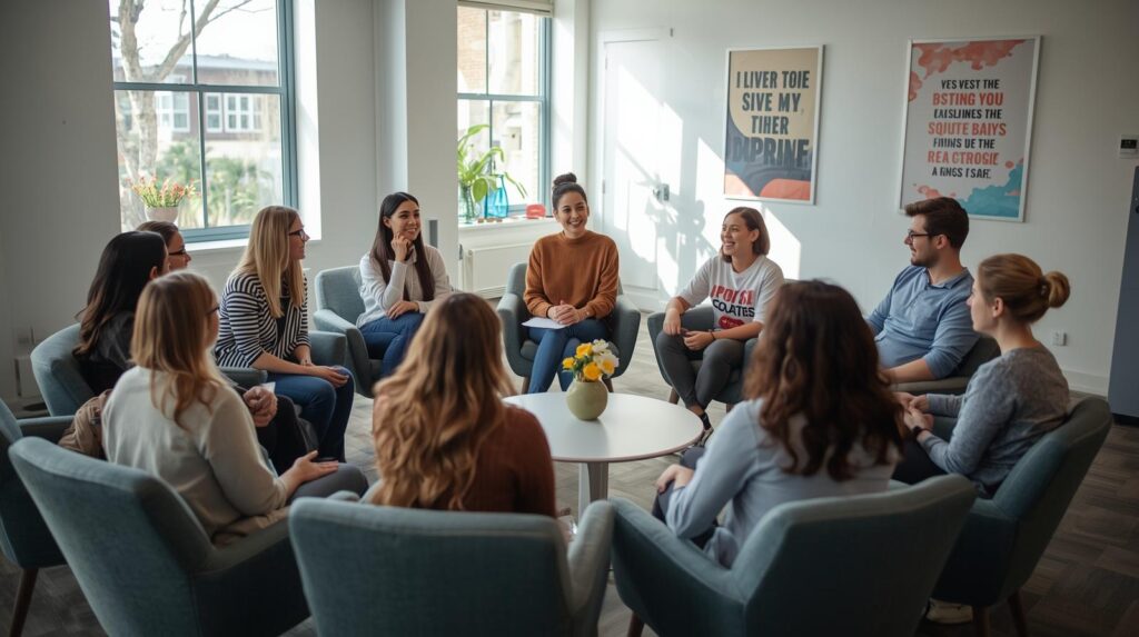 Menschen im Kreis beim Gespräch über Resilienz