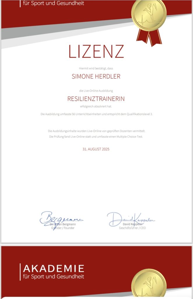 Lizenz Resilienztrainerin Akademie Sport und Gesundheit